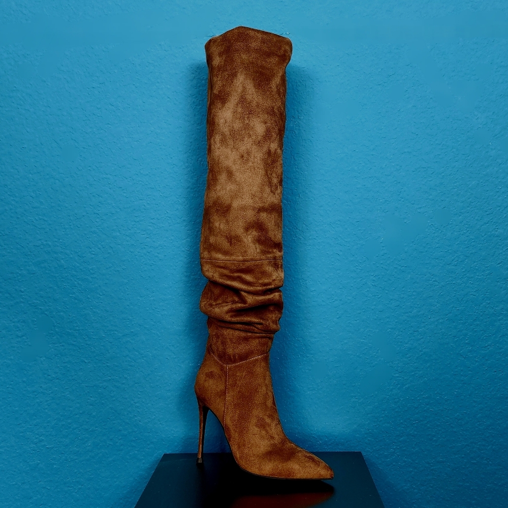 🆕️🍁🌻 JEFFREY CAMPBELL Pilla Scrunched Boots in Brown Suede // (NWT)